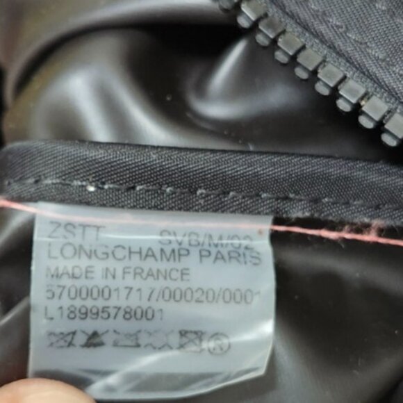 Longchamp Le Pliage Large Nylon Tote Bag Black Leather Trim Shoulder Purse - Picture 11 of 16